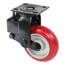 6 inch 8 inch heavy duty red round tread PU caster wheels